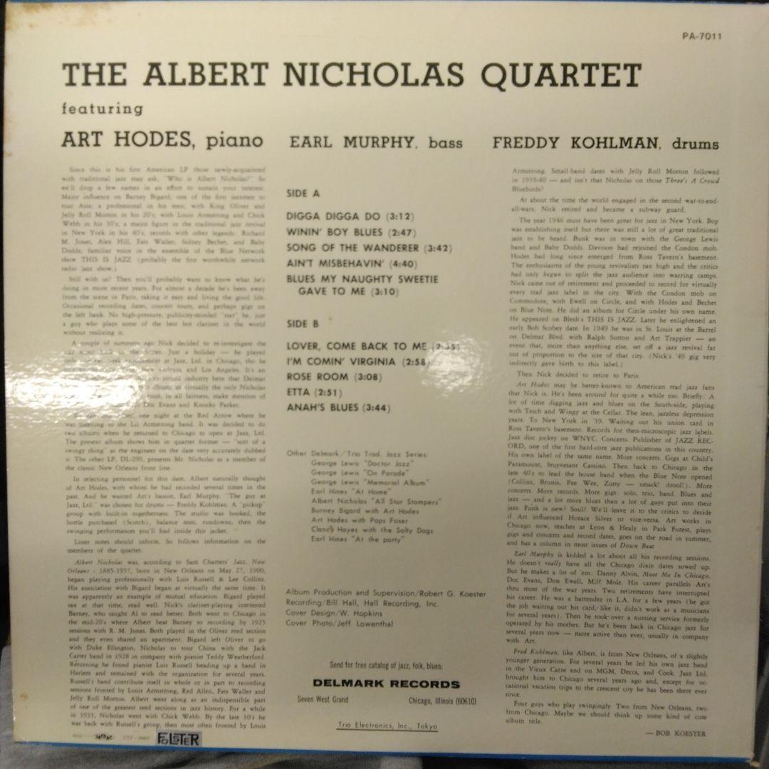 Albert Nicholas Quartet w/ Art Hodes LP Jazz Japan Trio Delmark PA-7011 Obi