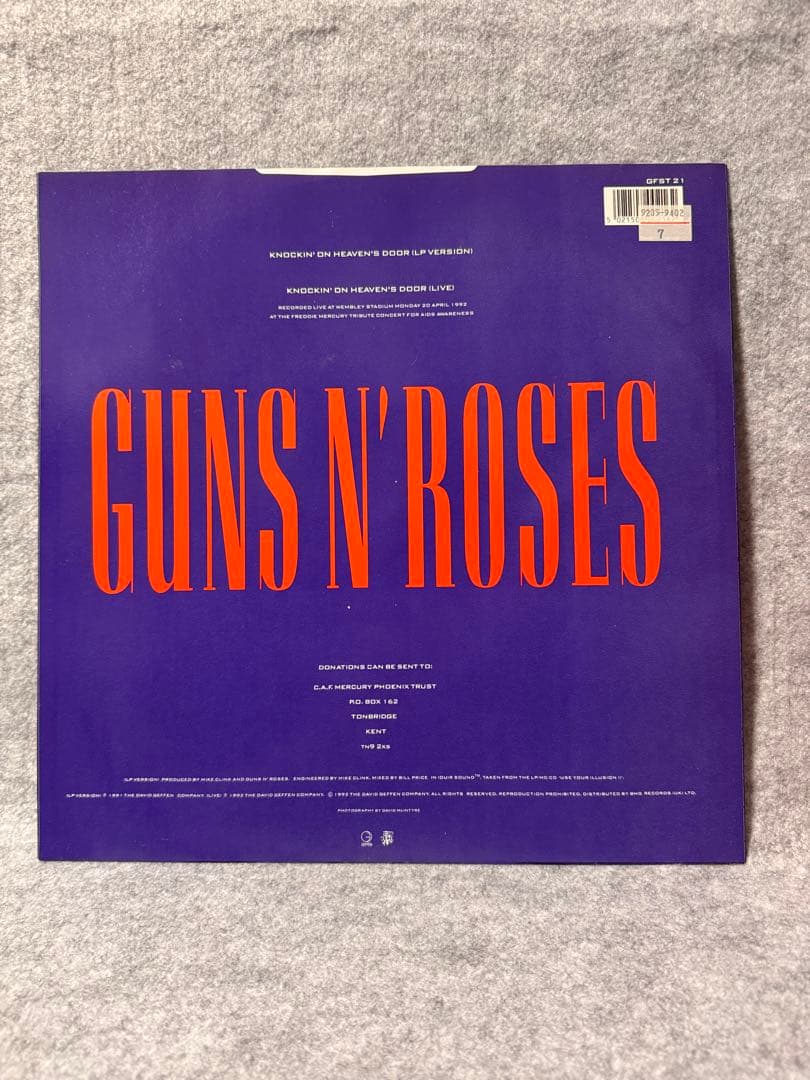 Guns N' Roses Knockin' On Heaven's Door 7" Vinyl Single UK Pressing 1992