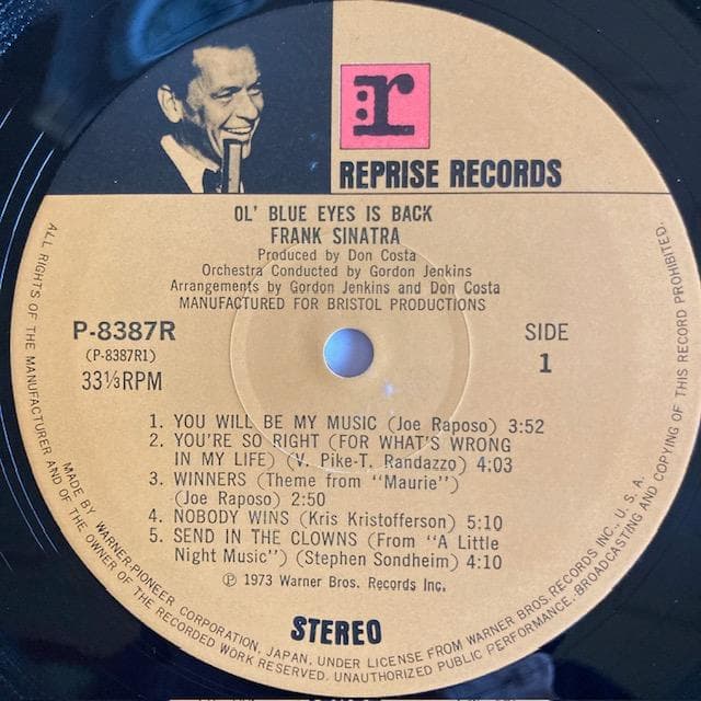 Frank Sinatra - Ol' Blue Eyes Is Back LP Vinyl Japan P-8387R w/ Obi