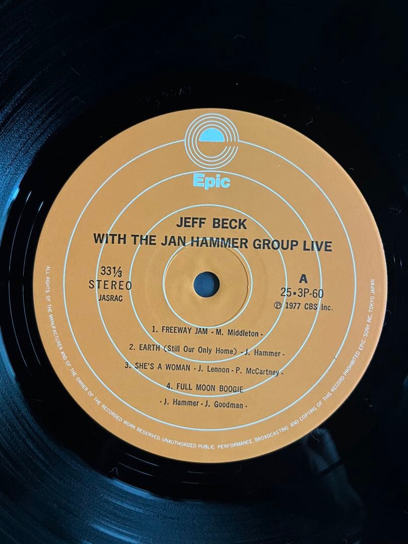 Jeff Beck - Live Wire LP 1977 Japan Pressing Epic 25-3P-60 Jazz Fusion Rock