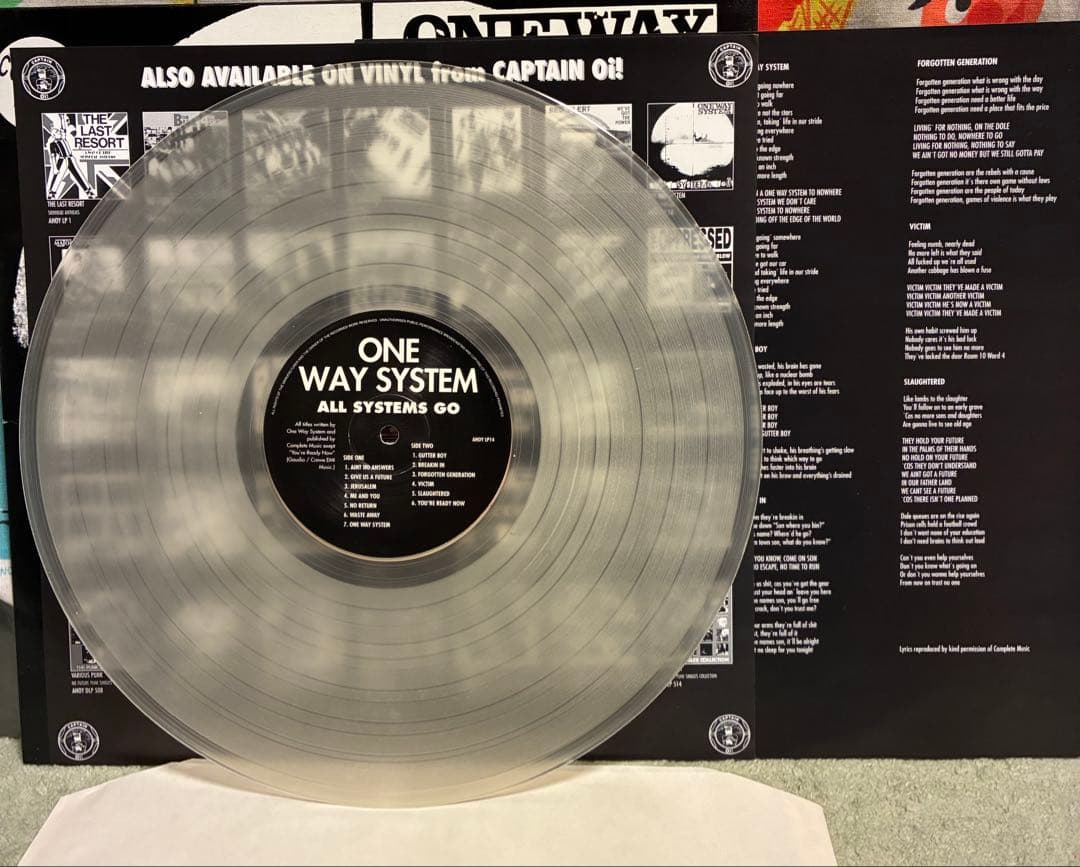 One Way System - All Systems Go LP Clear Vinyl Captain Oi! 1996 UK Punk