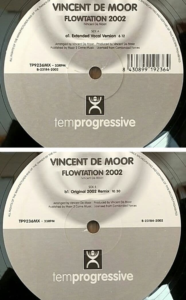 Vincent De Moor - Flowtation 2002 12" Vinyl Electronic Progressive Trance