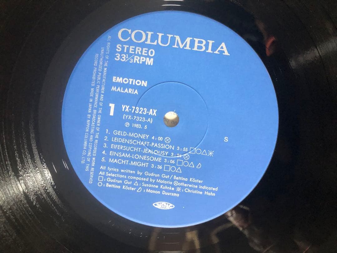 MALARIA! Emotion LP Japan Vinyl Original 1983 Post-Punk Art Rock w/ Obi Insert
