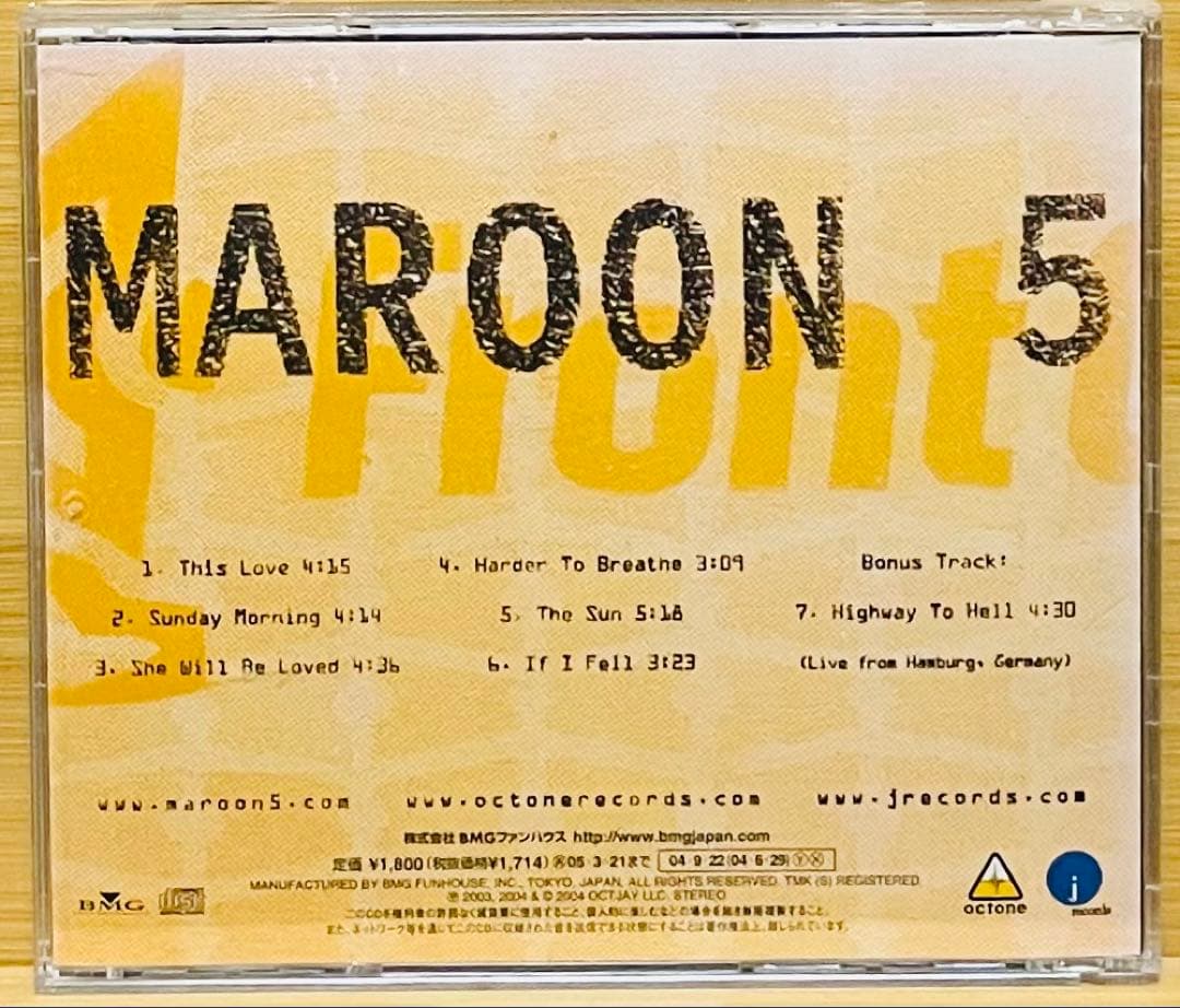 Maroon 5 - 1.22.03.Acoustic CD Japan Press, Includes Bonus Track