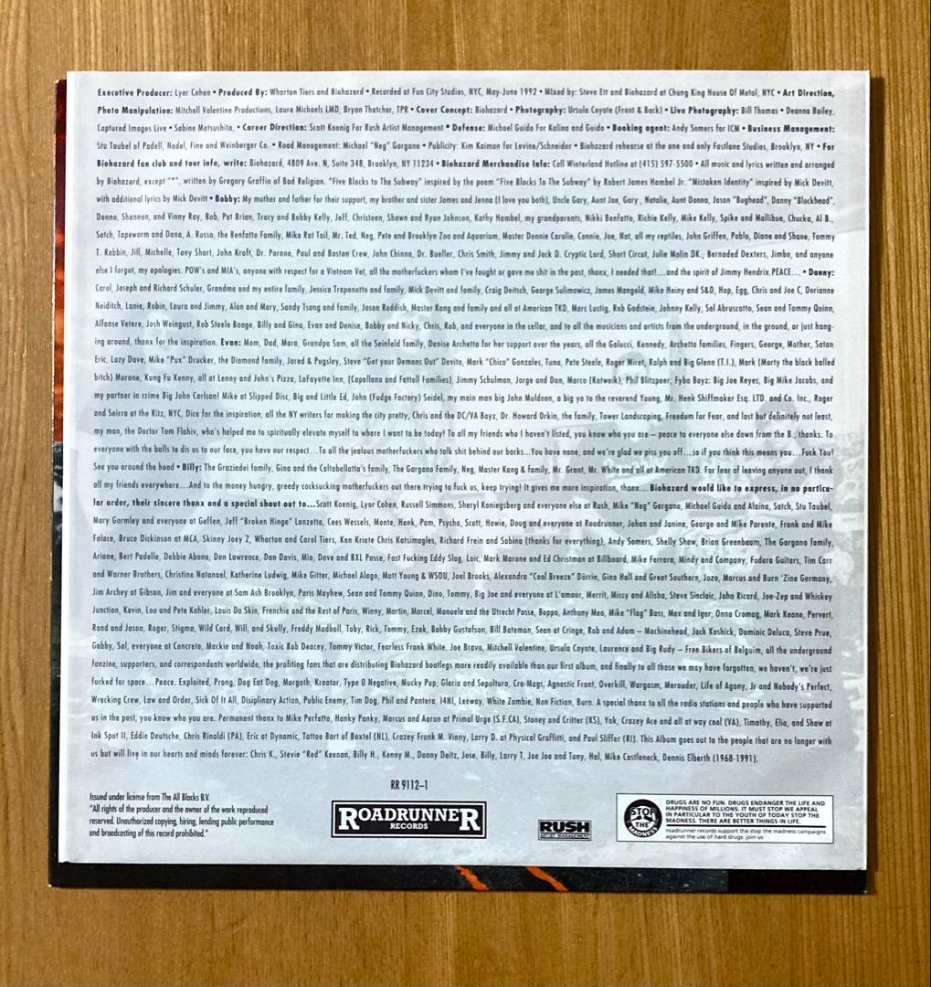 Biohazard - Urban Discipline Vinyl LP 1992 Roadrunner Hardcore Metal