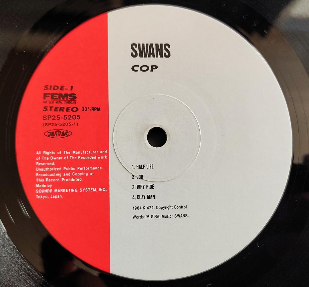 SWANS Cop LP Japan Pressing with Obi Strip and Insert Rare Industrial Rock
