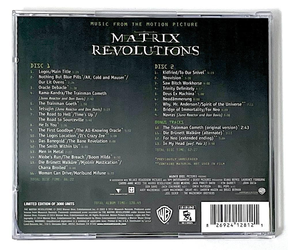 Limited Edition Matrix Revolutions OST 2CD Out of Print Rare Disc Condition: NM | Japansoundstore