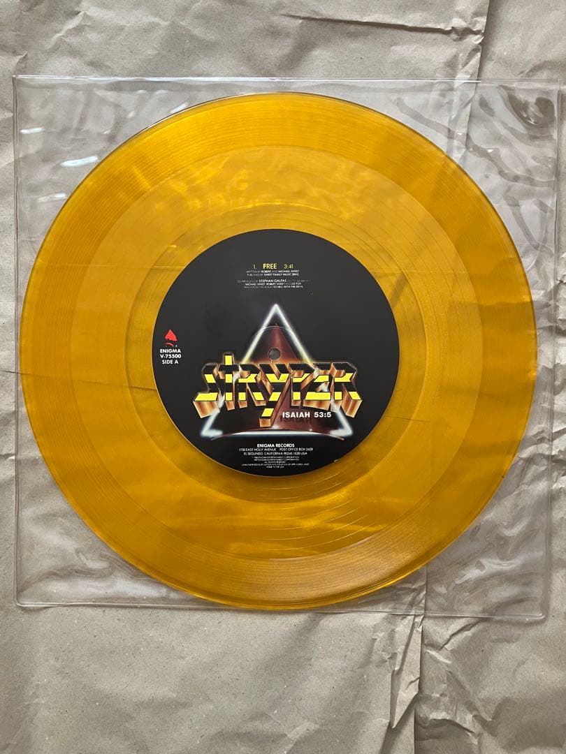 Stryper - Free / Calling On You 12" Yellow Vinyl EP Enigma Records V-75500