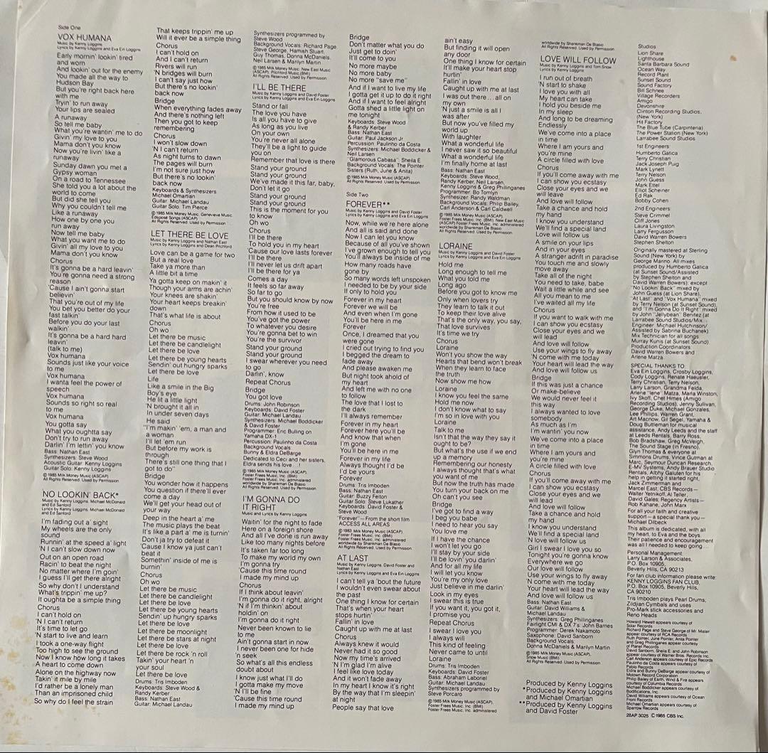 Kenny Loggins - Vox Humana Vinyl LP Japan 1985 w/ Obi & Lyric Insert
