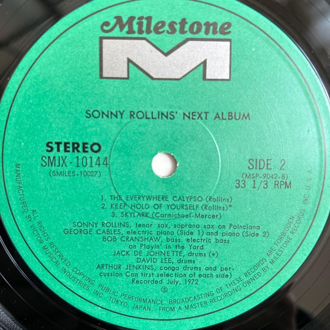 Sonny Rollins - Next Album LP Vinyl 1972 Japan Jazz Milestone SMJX-10144