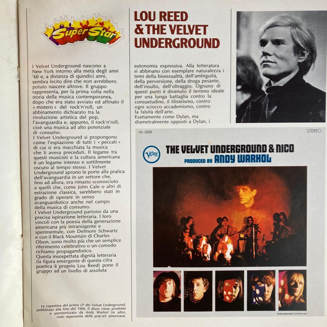 Lou Reed & The Velvet Underground Italy Pressing Vinyl LP 1975 Super Star Series