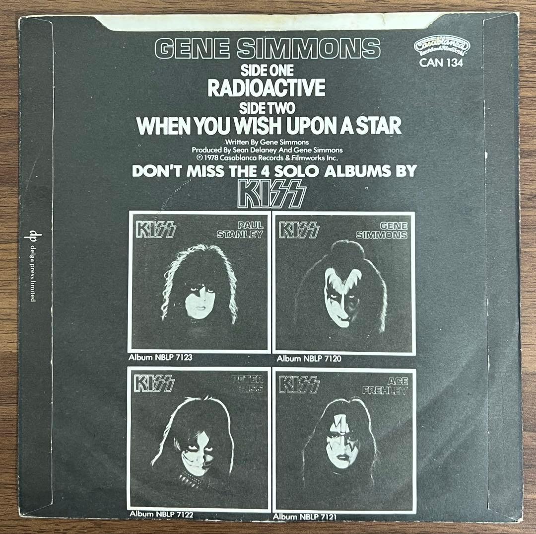 GENE SIMMONS Radioactive 7" Vinyl Single UK Red Color Disc KISS Hard Rock 1978