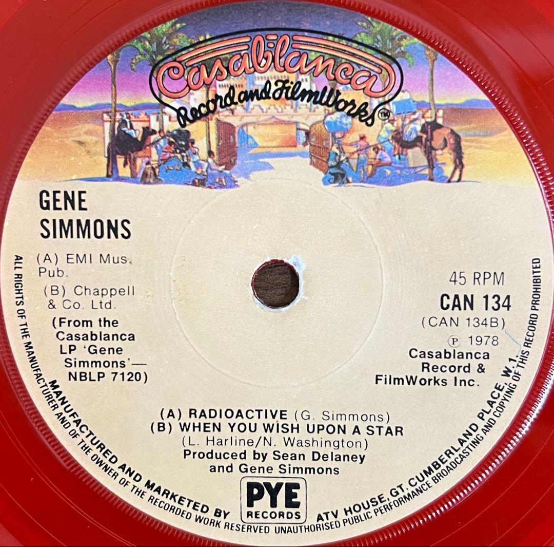 GENE SIMMONS Radioactive 7" Vinyl Single UK Red Color Disc KISS Hard Rock 1978