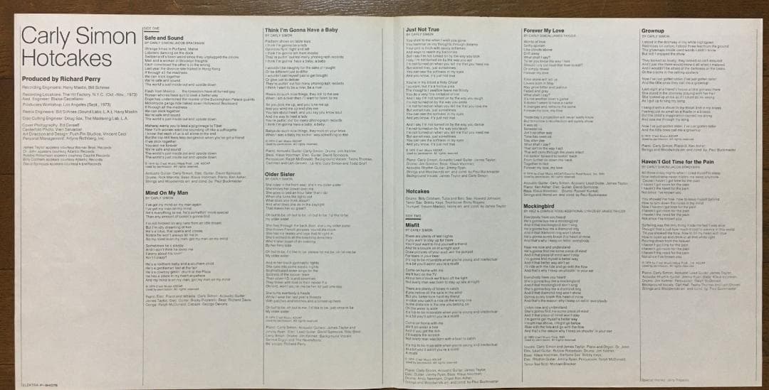 Carly Simon Hotcakes LP Japan Vinyl 1974 Gatefold Pop Rock