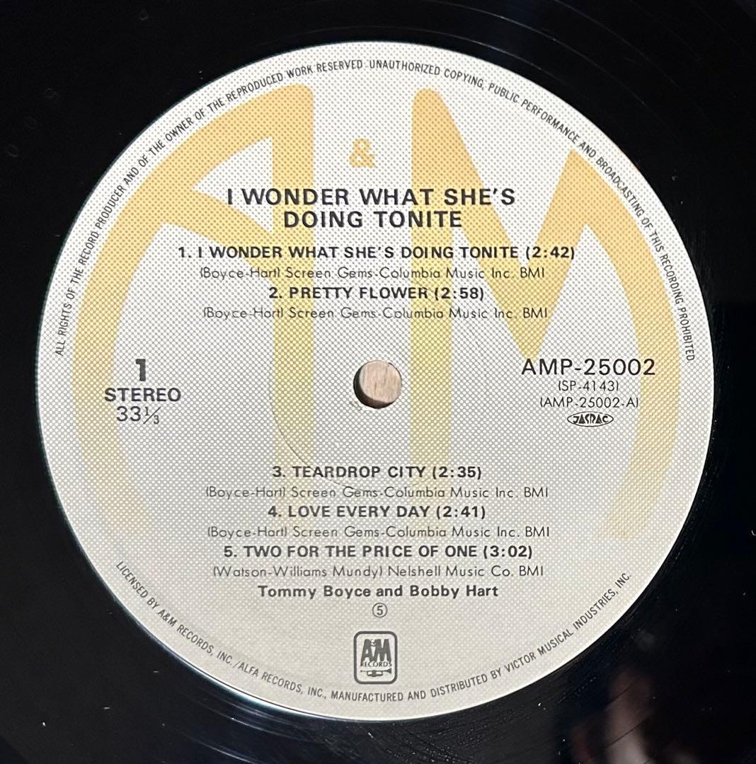 Tommy Boyce & Bobby Hart Vinyl LP Wonder What She's Doing Tonite 1981 Used | Japansoundstore