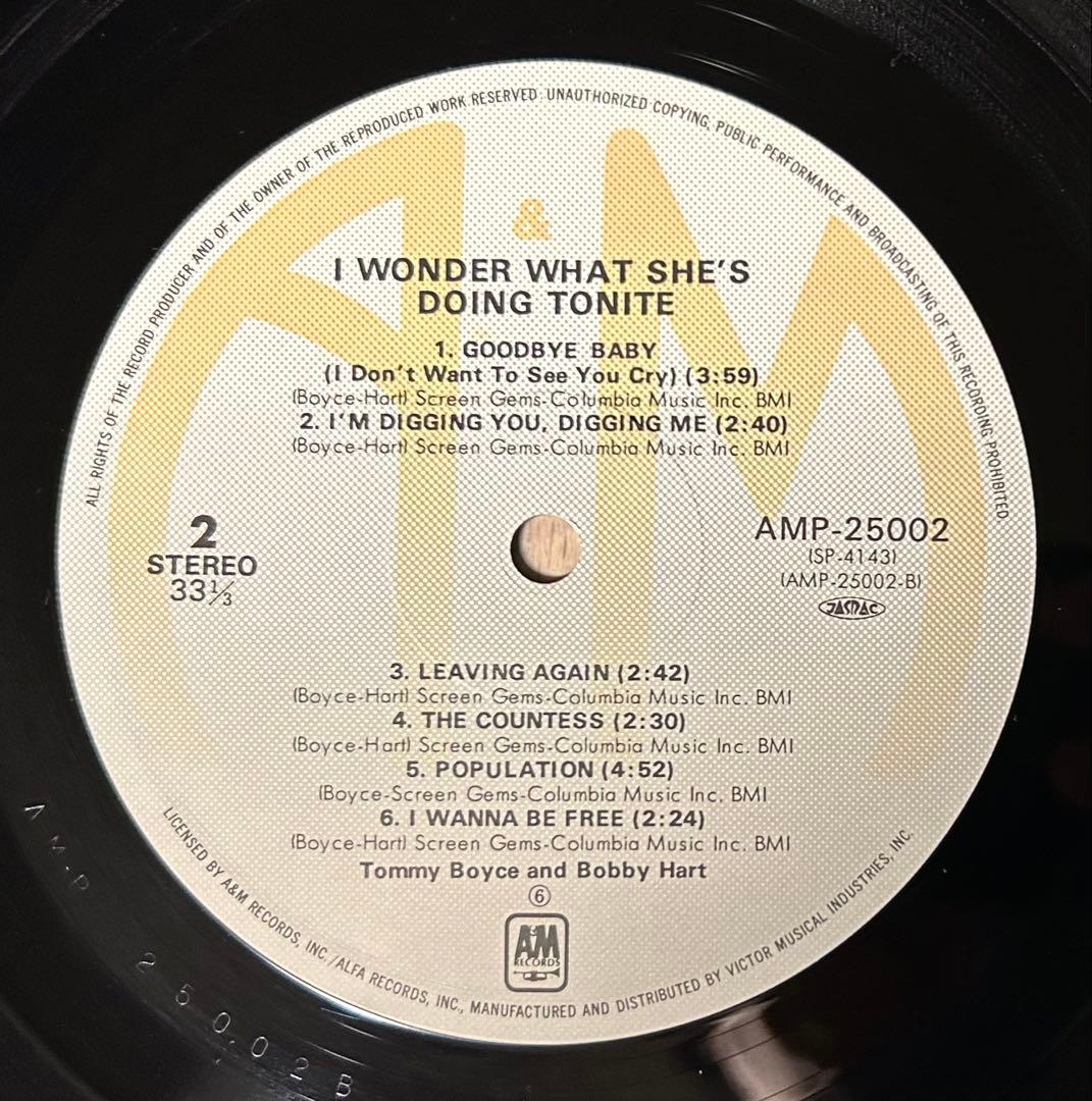 Tommy Boyce & Bobby Hart Vinyl LP Wonder What She's Doing Tonite 1981 Used | Japansoundstore