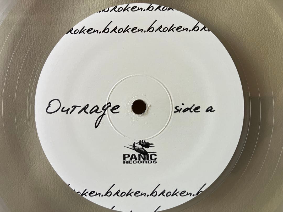 Outrage - Broken LP Clear Vinyl Panic Records 2009 US Original Hardcore