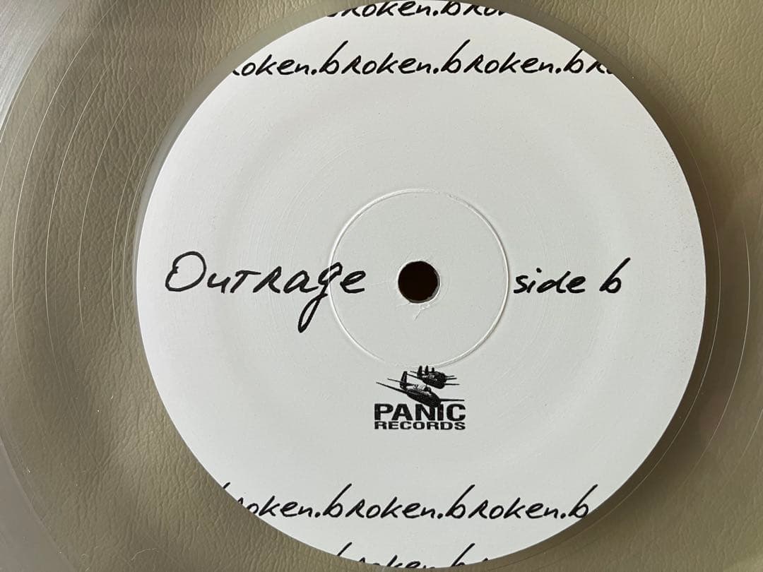Outrage - Broken LP Clear Vinyl Panic Records 2009 US Original Hardcore