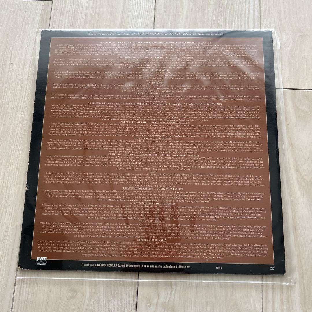 Propagandhi - Less Talk, More Rock LP Vinyl Record Punk Fat Wreck Chords
