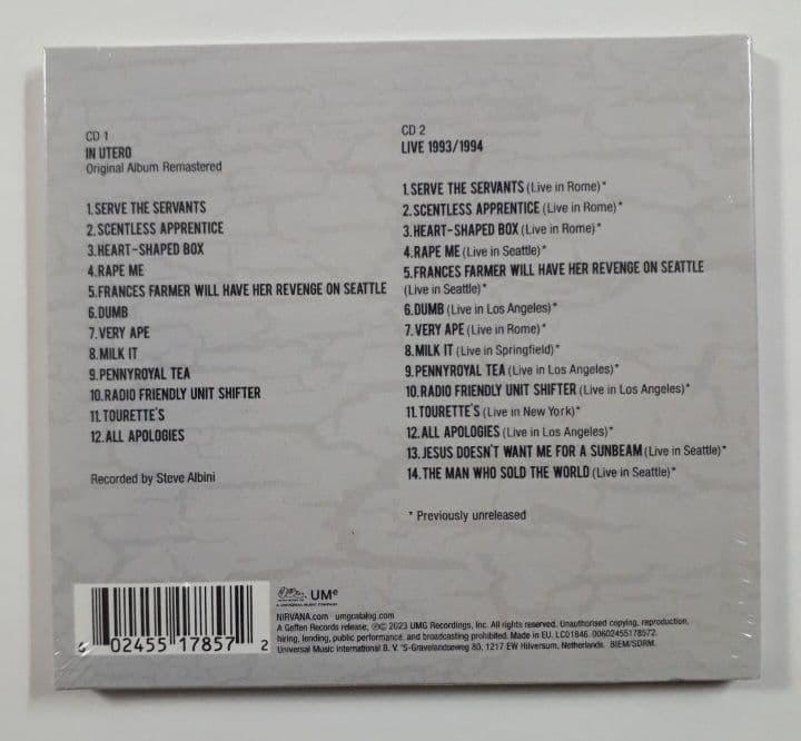 Nirvana In Utero 30th Anniversary 2CD  Sealed Limited Edition | Japansoundstore
