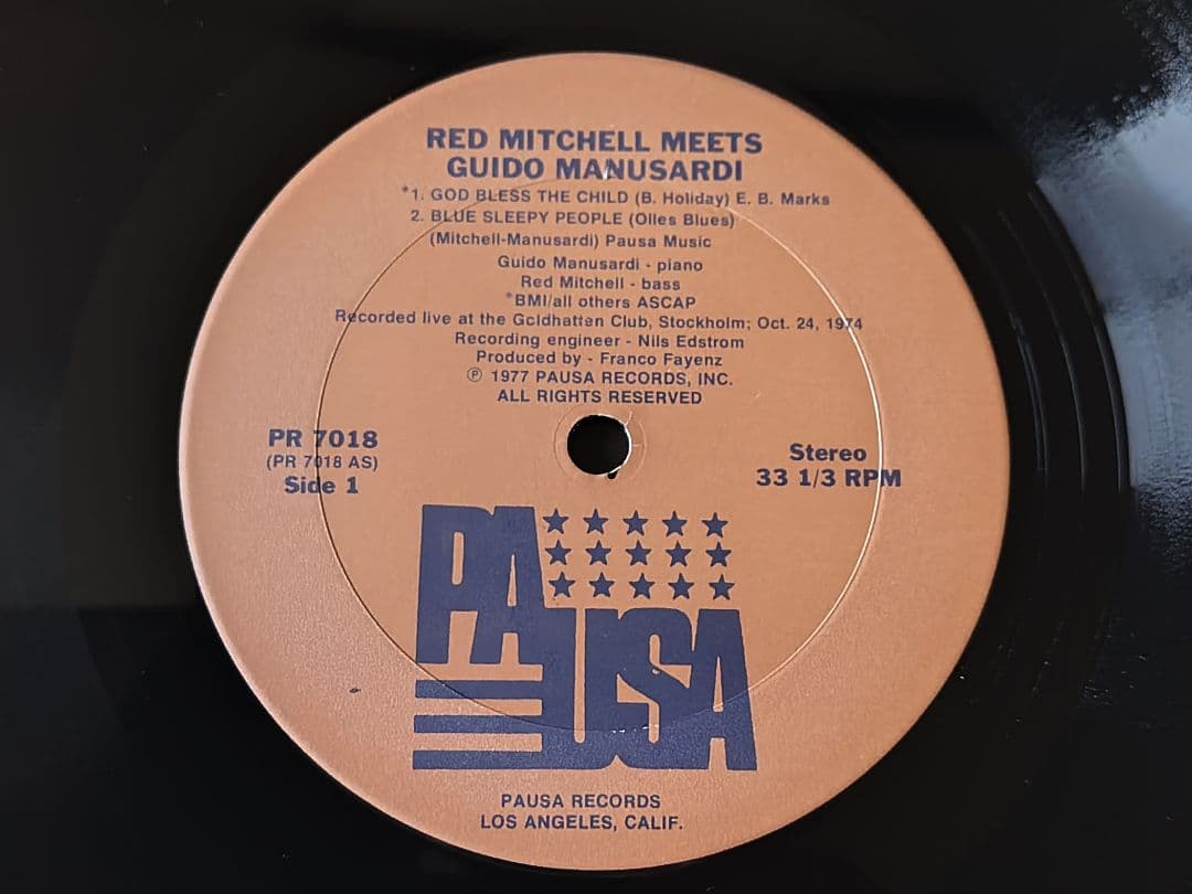 Red Mitchell Meets Guido Manusardi Vinyl LP 1977 Jazz Import Stockholm Live