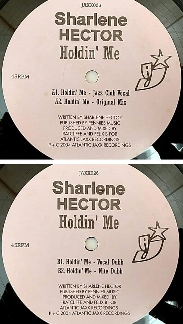 Sharlene Hector - Holdin' Me 12" Vinyl Atlantic Jaxx 2004 Club House