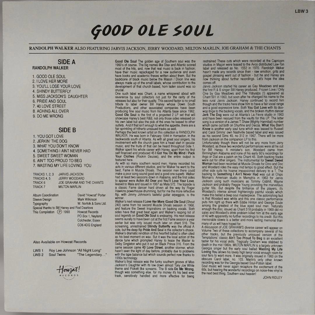 Randolph Walker - Good Ole Soul LP Rare Southern Soul Compilation Japan Import