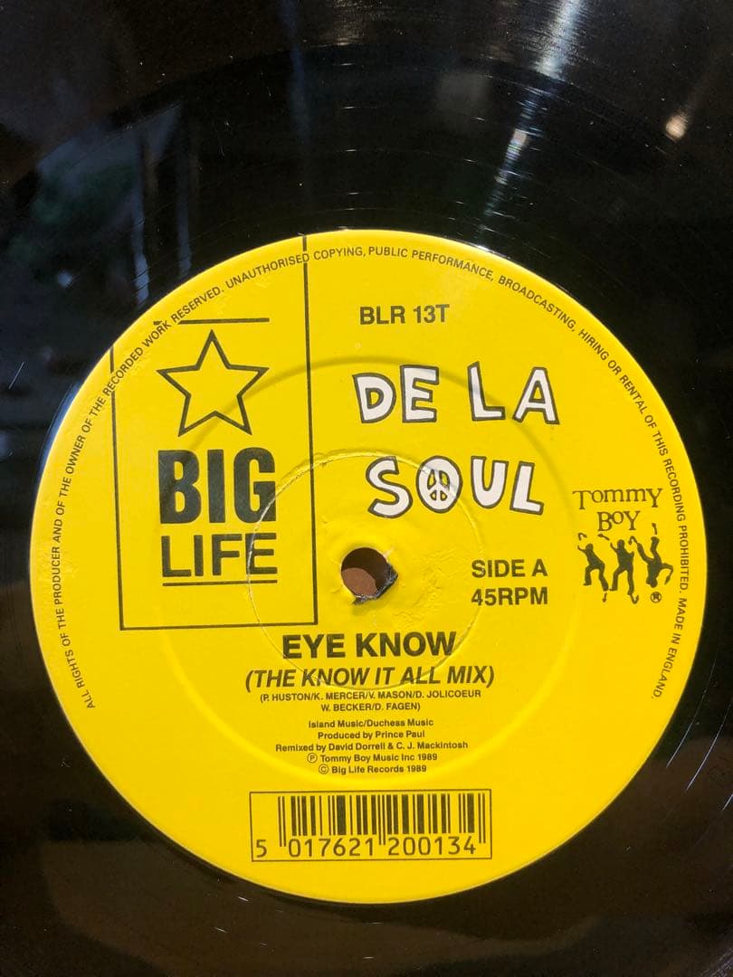 De La Soul - Eye Know 12" Vinyl Original UK 1989 Big Life Records 45 RPM