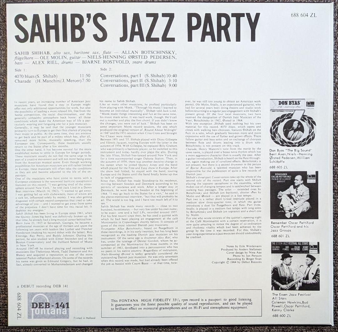 Sahib Shihab - Sahib's Jazz Party LP Vinyl Record Japan Think! THLP-104 W/Obi