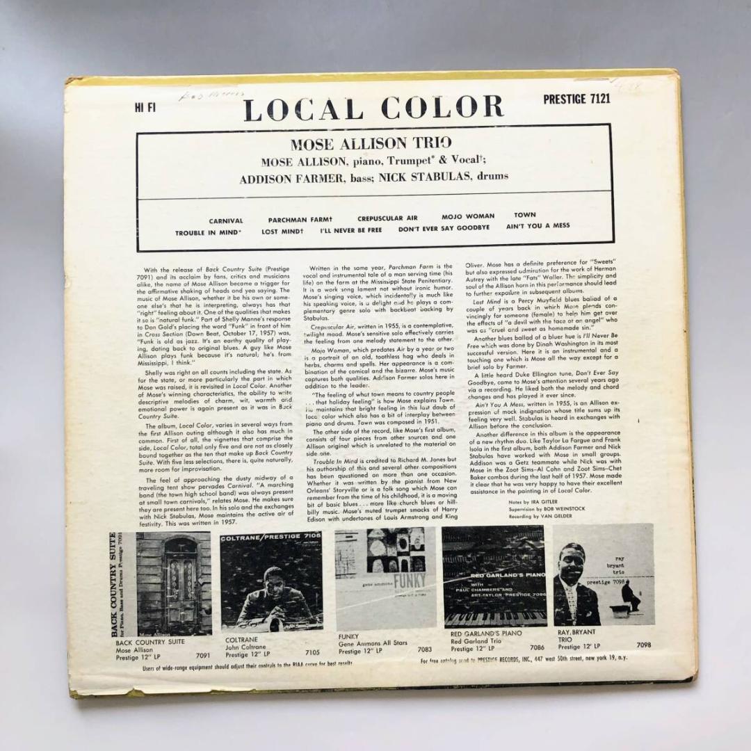 Mose Allison - Local Color LP 1957 Prestige PRLP 7121 Original DG Mono RVG Jazz