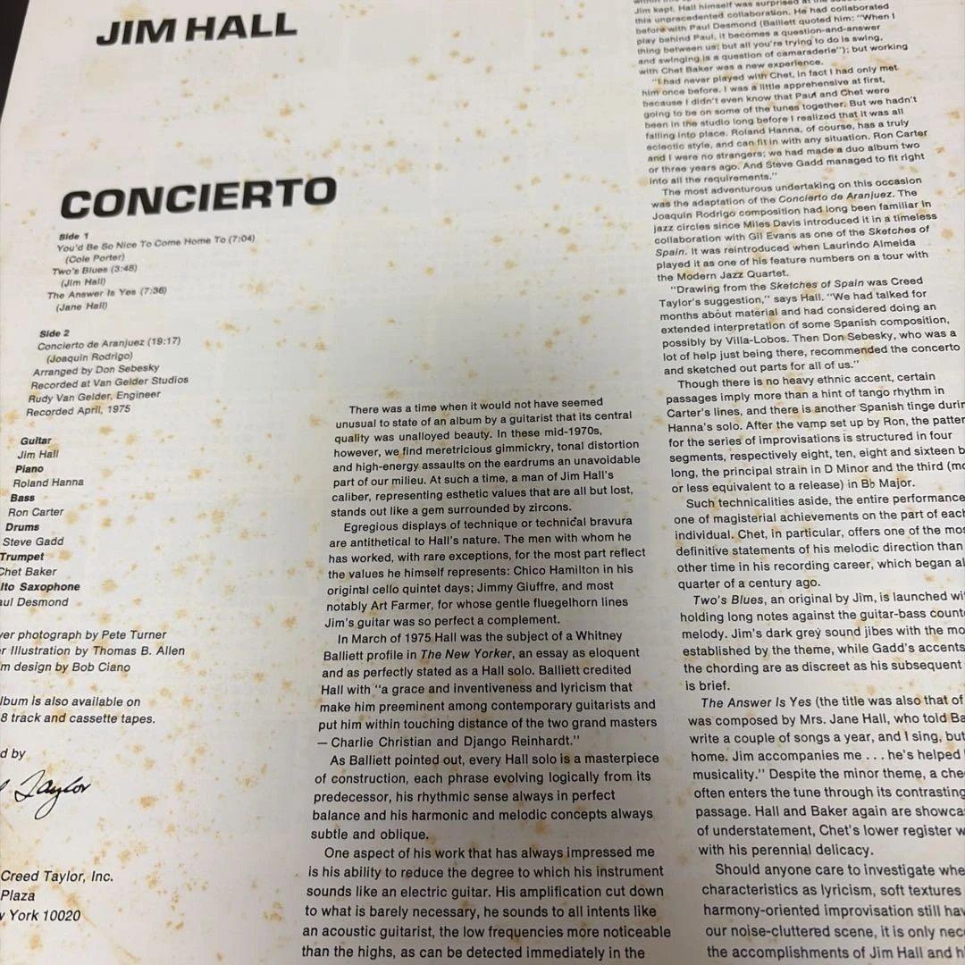 Jim Hall Concierto LP Record with Obi, Japan Import, Slight Wear, Close to NM | Japansoundstore
