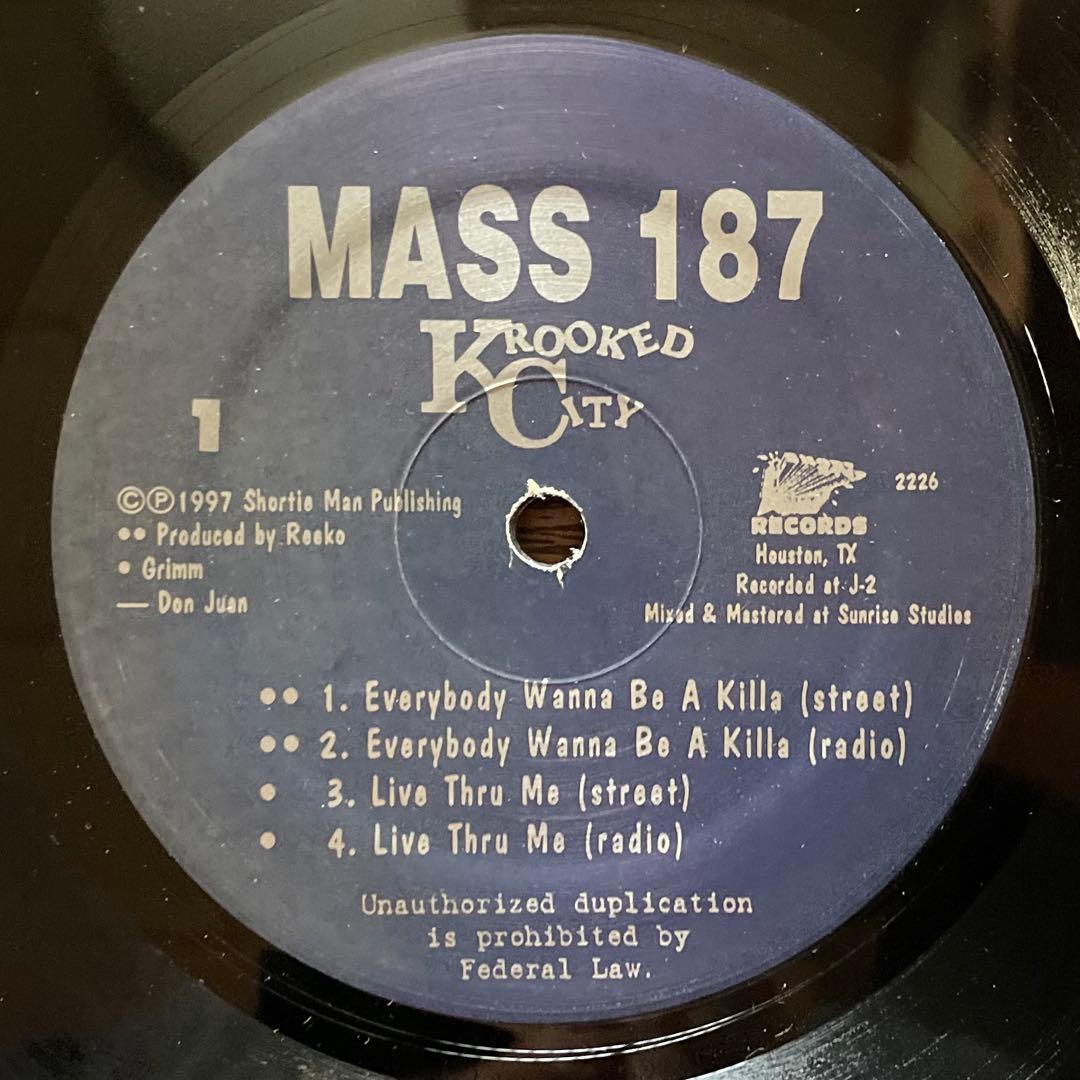 Mass 187 - Krooked City 12" Vinyl Houston Gangsta Rap Hip Hop 1997