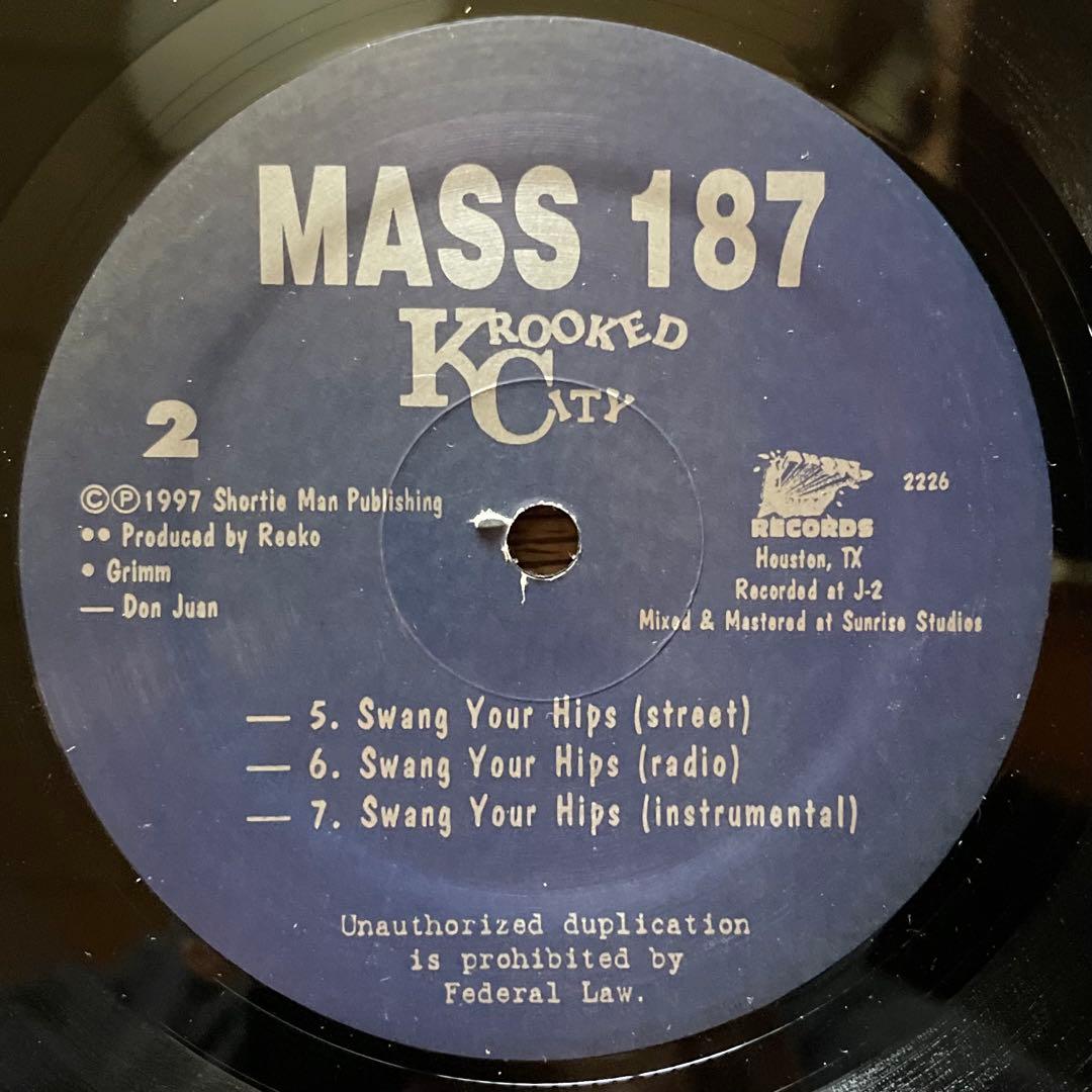 Mass 187 - Krooked City 12" Vinyl Houston Gangsta Rap Hip Hop 1997