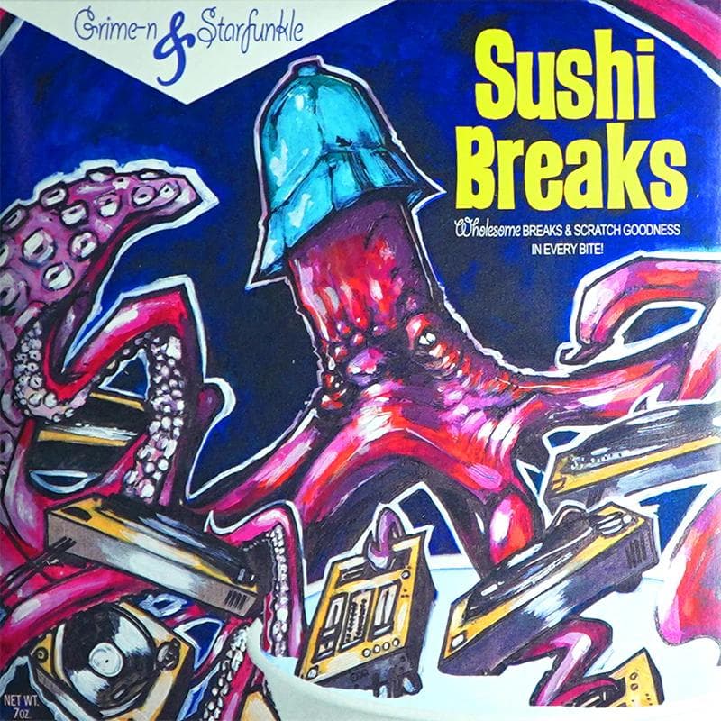 Grime-n & Starfunkle Sushi Breaks 7" Blue Vinyl Hip-Hop Record | Japansoundstore