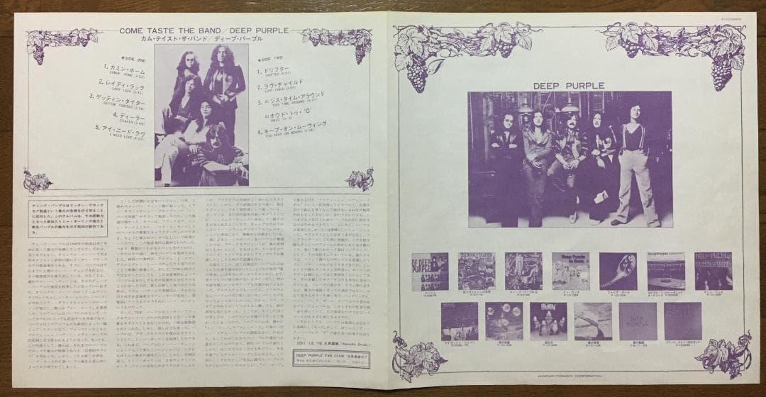 Deep Purple - Come Taste the Band LP 1975 Japan Warner Bros. P-10066W Vinyl
