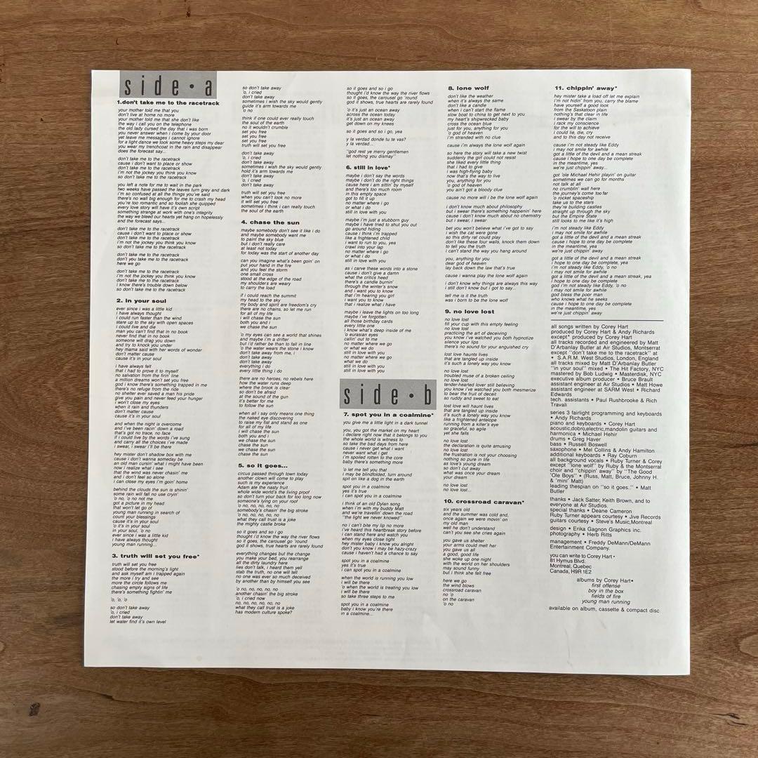 Corey Hart - Young Man Running 1988 Japan LP Vinyl Record w/ Obi & Lyric Sheet