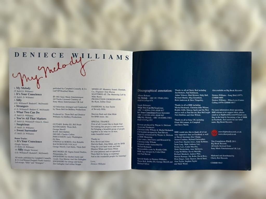 Deniece Williams My Melody CD BBR Remastered Soul R&B Out of Print 2011