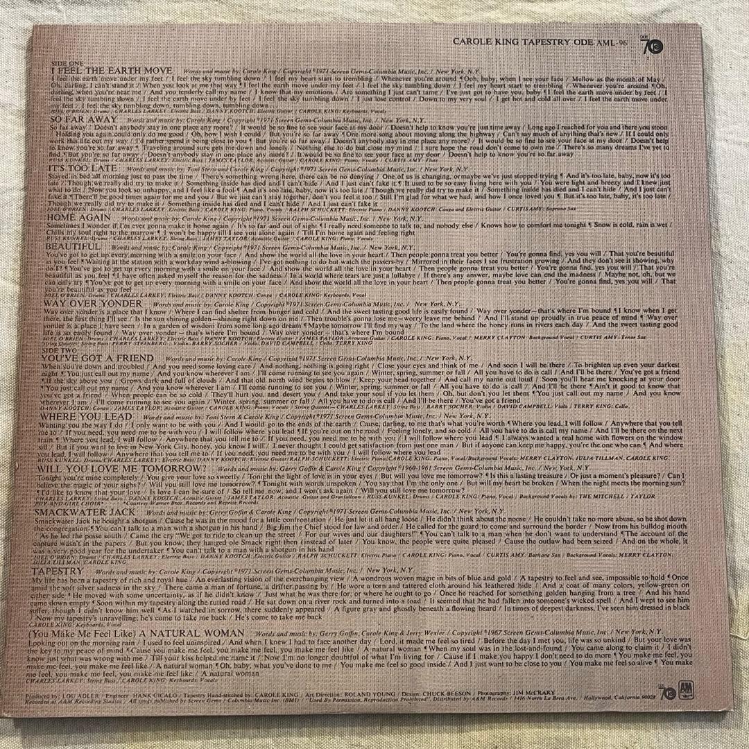 Carole King - Tapestry Vinyl LP Japan AML-96 w/ Obi Singer-Songwriter Classic