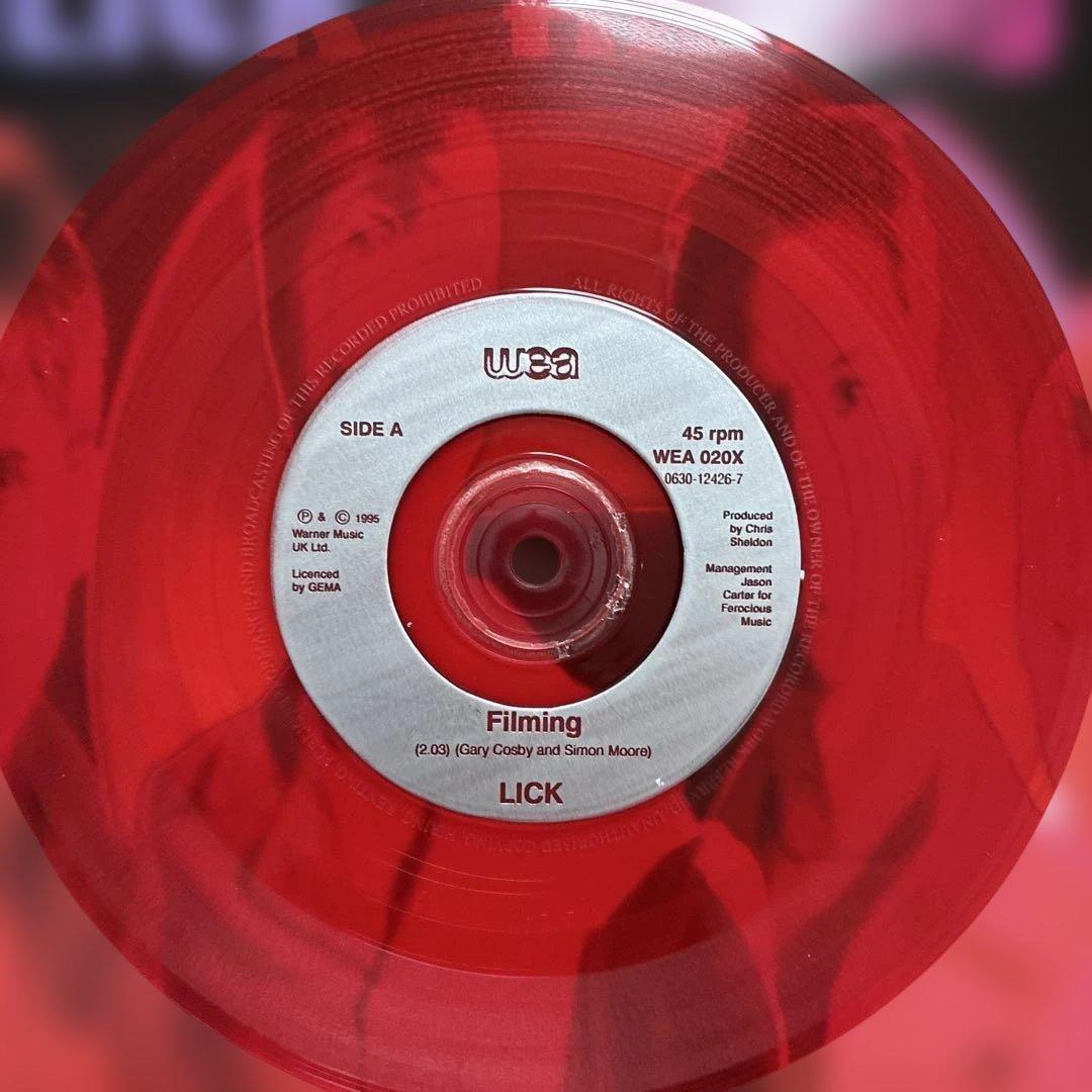 LICK - Filming / Fireboy 7" Vinyl Record 1995 WEA UK Britpop Red Vinyl Rare