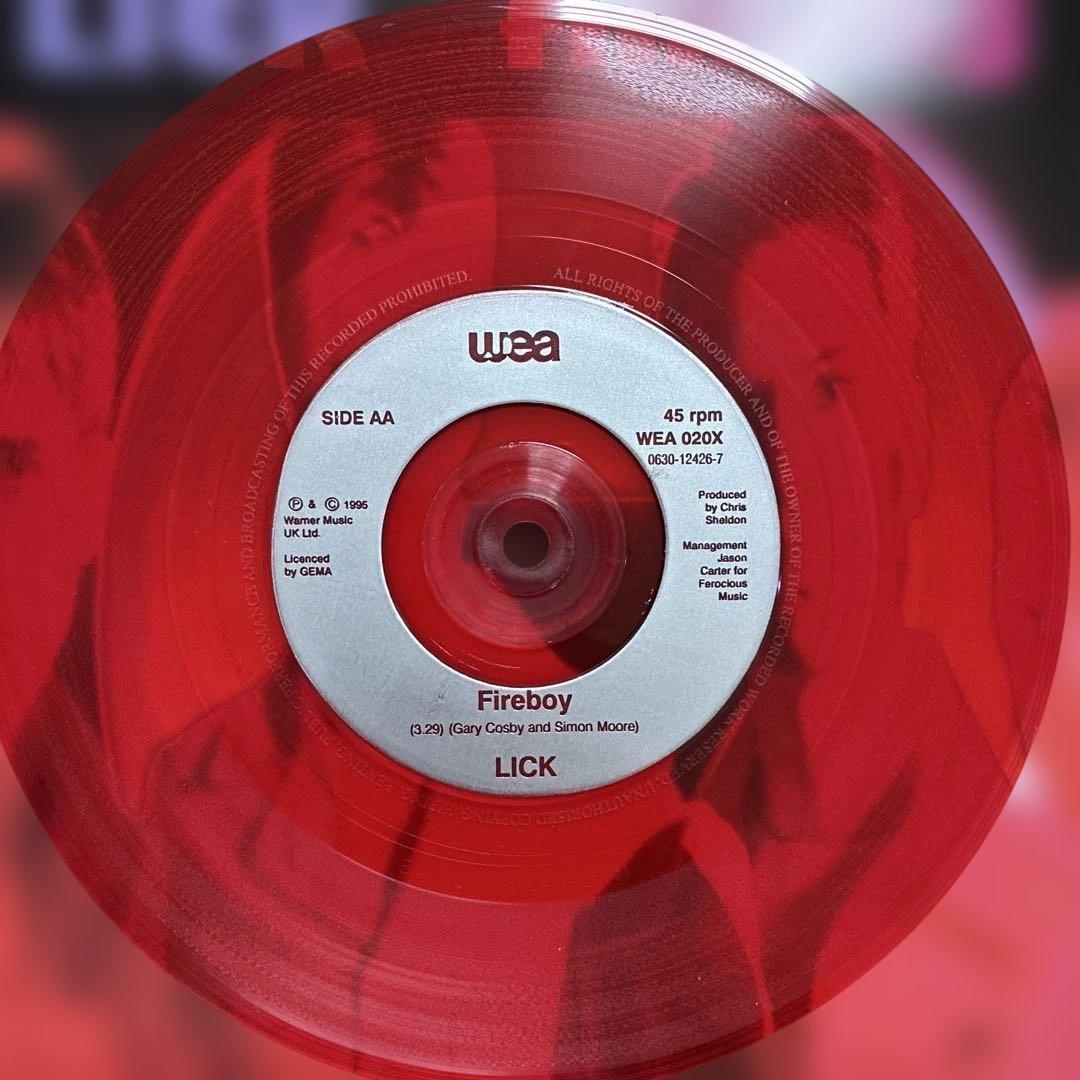 LICK - Filming / Fireboy 7" Vinyl Record 1995 WEA UK Britpop Red Vinyl Rare