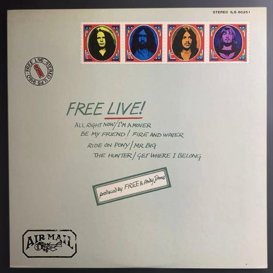 FREE - Free Live! LP 1975 Japan Pressing Island Records Hard Rock Vinyl