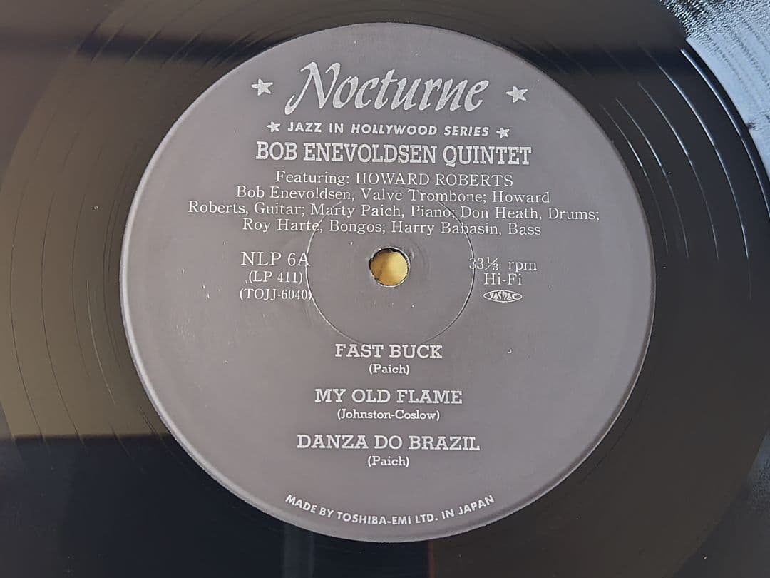 Bob Enevoldsen Quintet Nocturne Jazz in Hollywood Japan LP Vinyl Record TOJJ-604