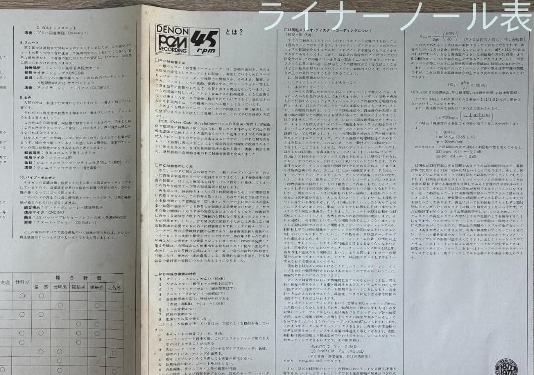 Denon PCM Recording 45RPM Audio Test Record Japan Audiophile LP OW-7401-ND