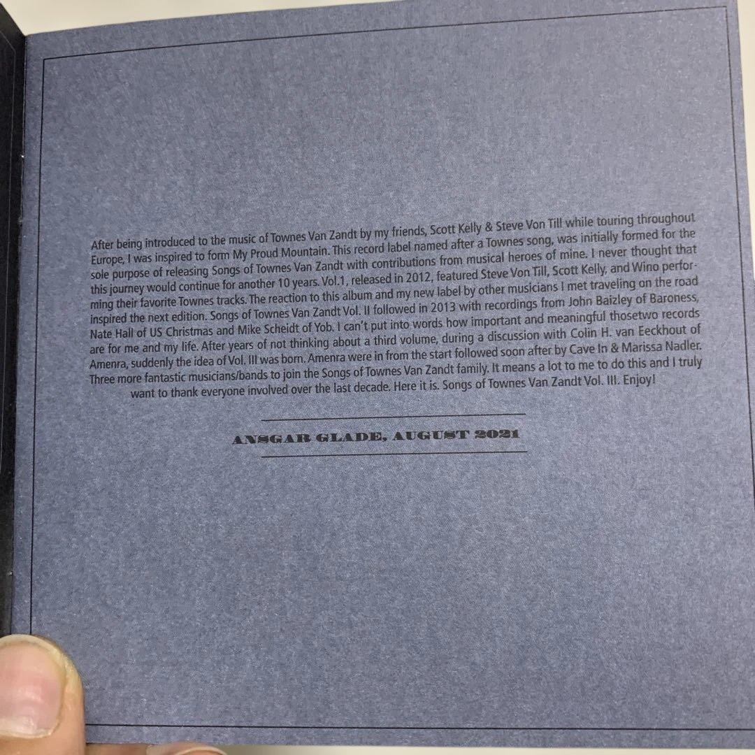 Songs of Townes Van Zandt Vol. III CD (2022) Amenra, Cave In, Marissa Nadler