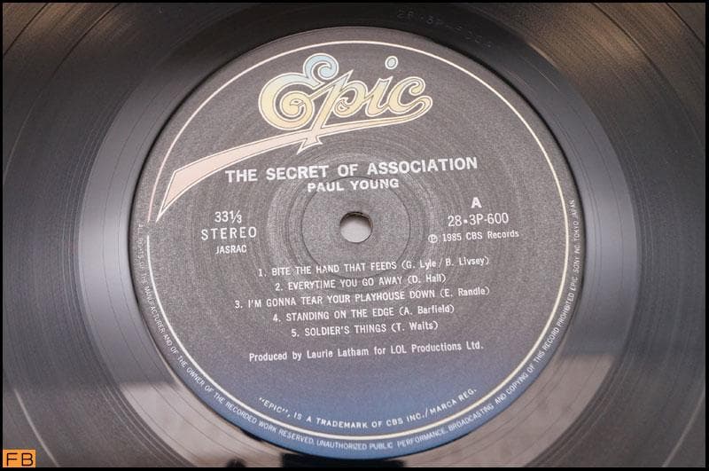 Paul Young - The Secret Of Association LP Japan 1985 Epic 28-3P-600 W/ Obi