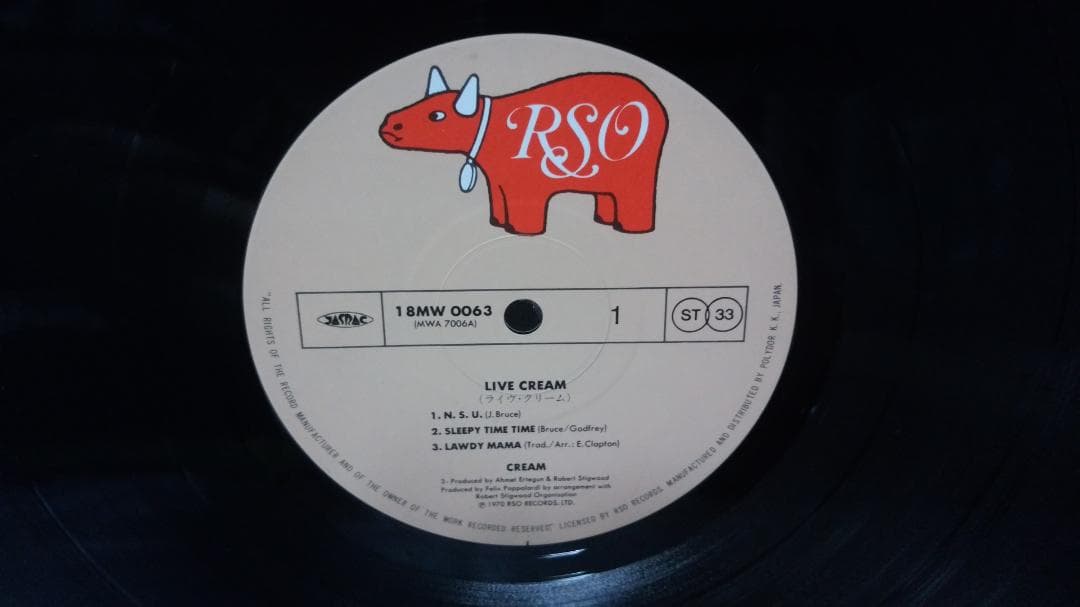 Cream - Live Cream LP Japan Pressing RSO 18MW 0063 With Obi & Insert