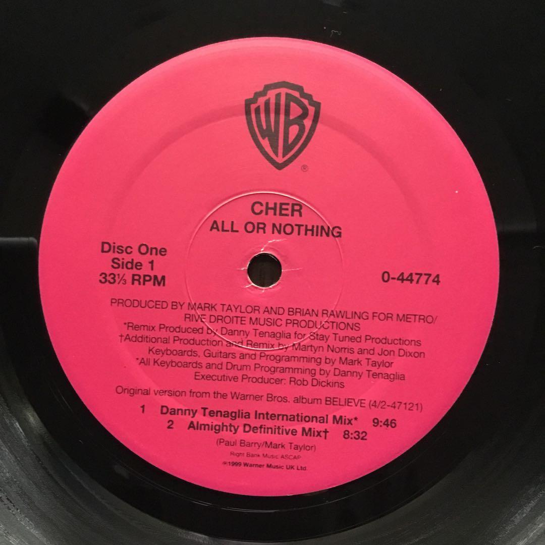 CHER All Or Nothing / Dov'è L'amore 2xLP Vinyl Record 1999 Club Remixes