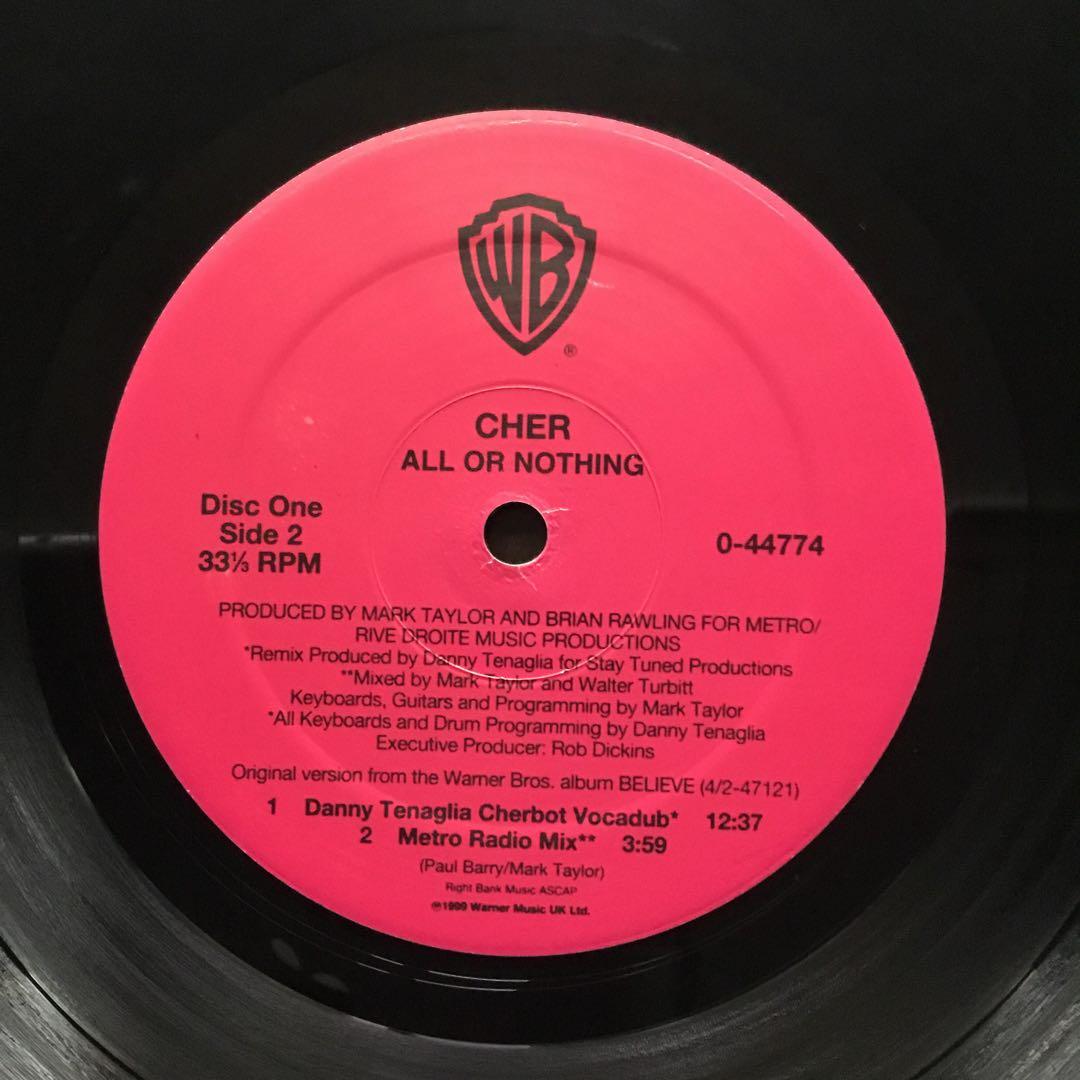 CHER All Or Nothing / Dov'è L'amore 2xLP Vinyl Record 1999 Club Remixes