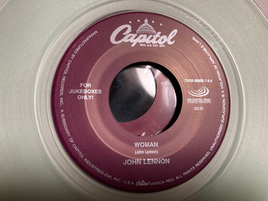 John Lennon - Woman / Walking On Thin Ice 7" Clear Vinyl Jukebox Edition Capitol