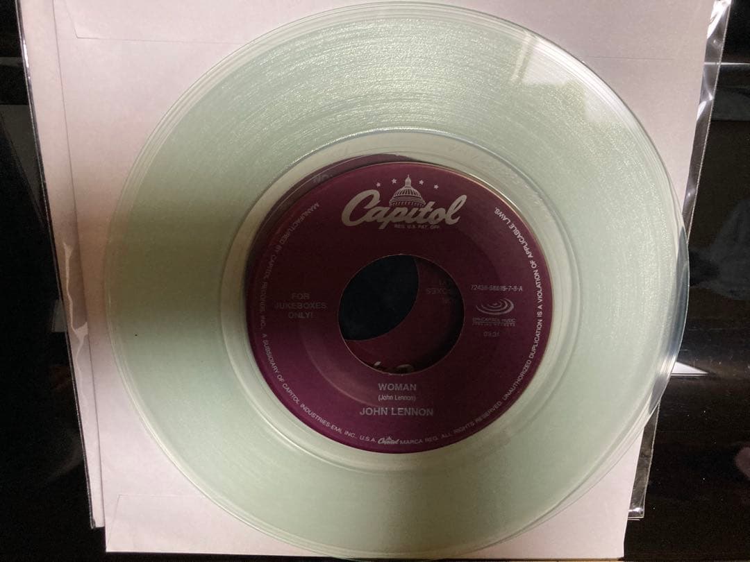 John Lennon - Woman / Walking On Thin Ice 7" Clear Vinyl Jukebox Edition Capitol